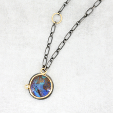 Bolder Opal Pendant Necklace in 18k Gold and Oxidized Silver