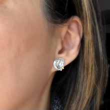 18k and silver black tourmalinated quartz stud earrings
