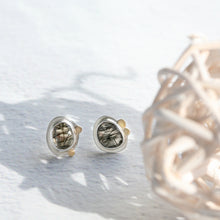 18k and silver black tourmalinated quartz post earrings