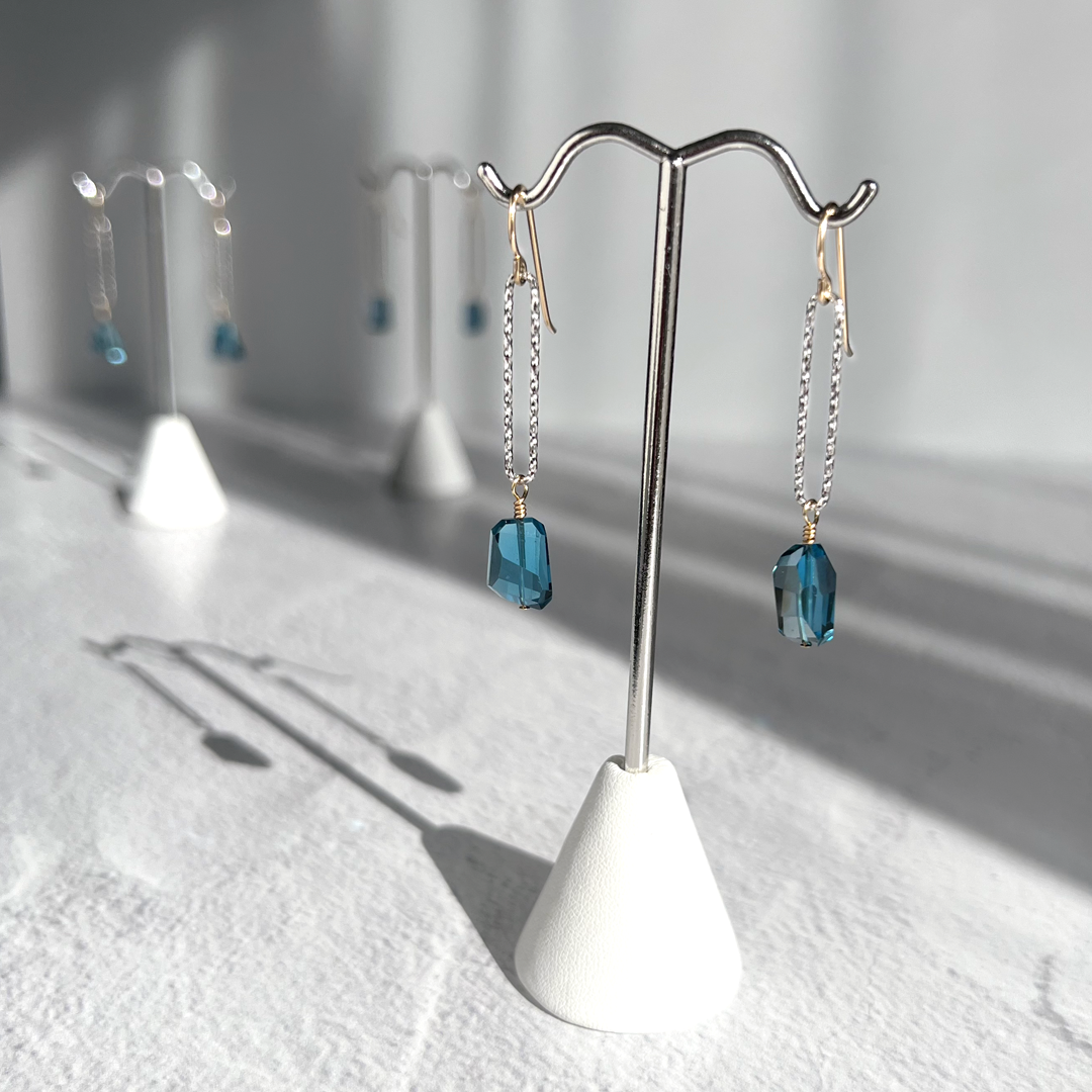 Mixed Metals and Free Form London Blue Topaz Dangle Earrings - ARIZONA