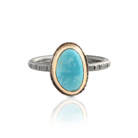 kingman turquoise ring in 14k gold and silver