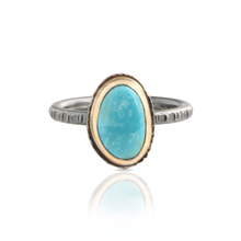 kingman turquoise ring in 14k gold and silver