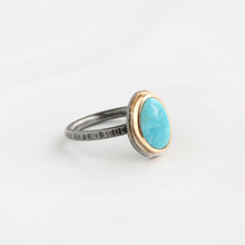 kingman turquoise ring in 14k gold and silver