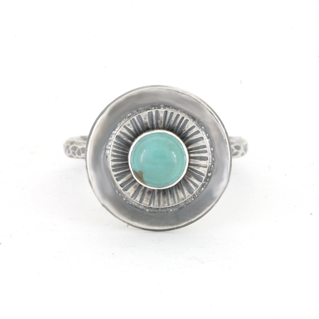Garnet and Silver Starburst Ring
