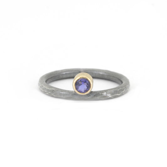 14k Gold and Silver Gemstone Ring Stackable - ZOE