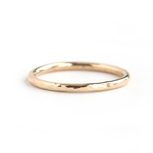 Hammered 14k Yellow Gold Wedding Band