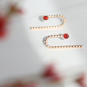 14k gold filled candy cane earrings with garnet