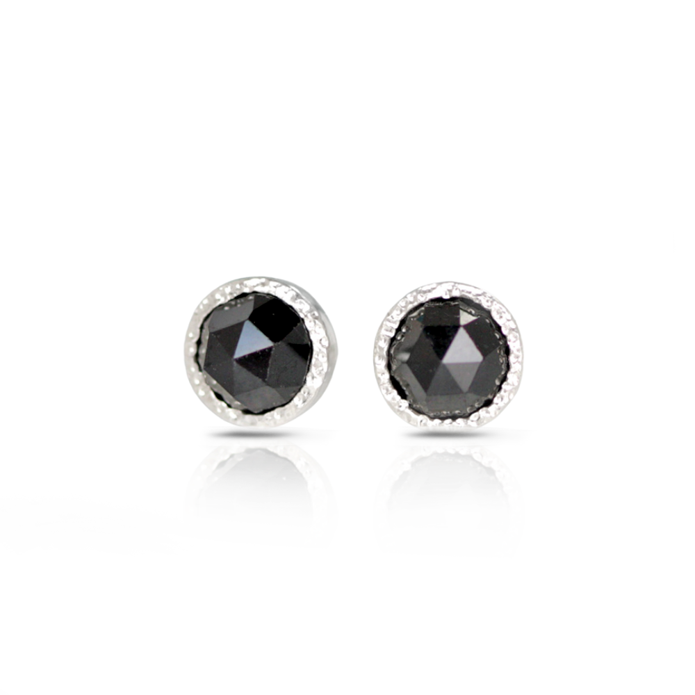 Black Spinel Stardust Silver Stud Earrings – Black Sand Designs