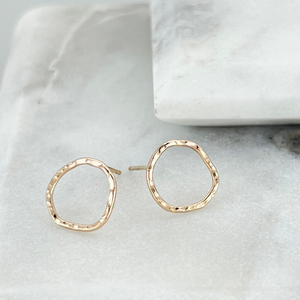 Organic shaped circle and gold filled studs