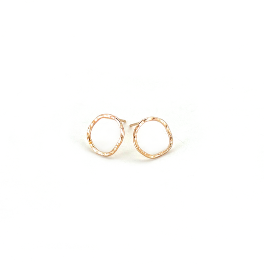 Organic shaped circle and gold filled post earrings
