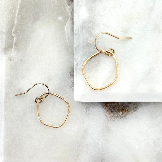 Small Organic Shape Hoop Earrings in 14k Gold-filled or Silver - WOBBLY