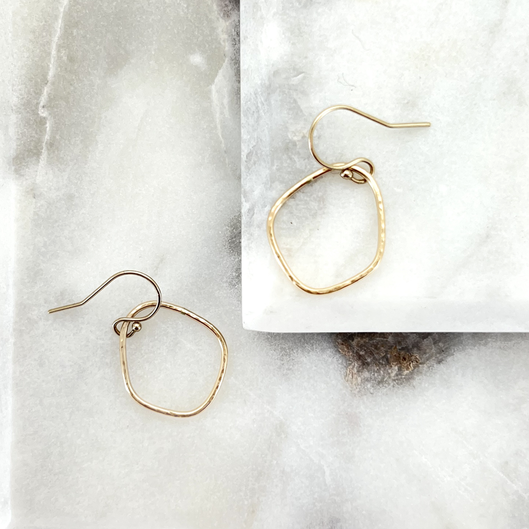 Small thin 14k gold hoop earrings deals