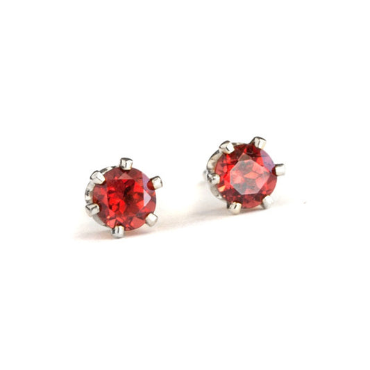 Garnet and silver Post Earrings