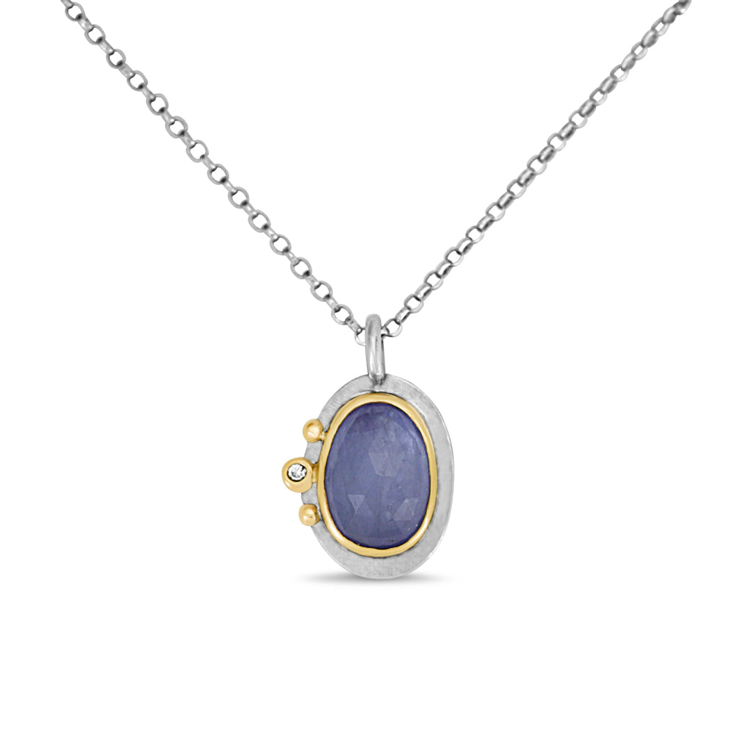 One of a Kind Tanzanite Diamond and 14k Gold Charm Necklace