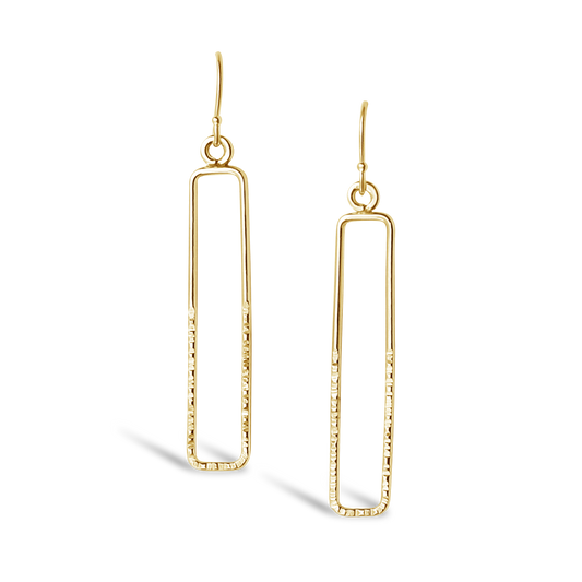 Rectangular RIPPLE Hoop Earrings 14k gold filled