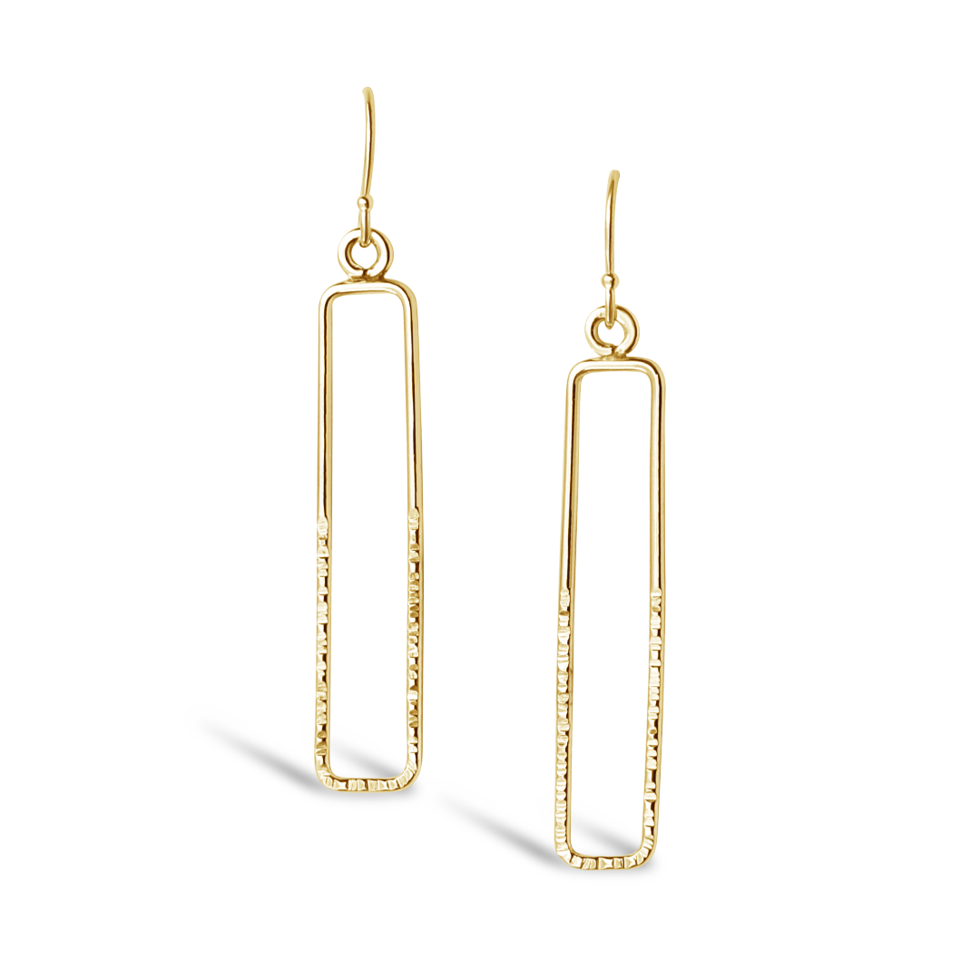 Rectangular RIPPLE Hoop Earrings 14k gold filled