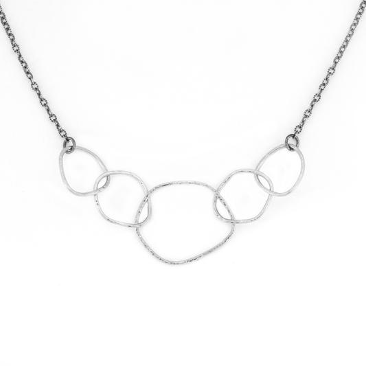 Silver Organic Interlocking Circle Chain Necklace - Wobbly