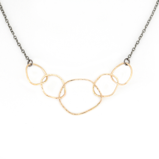 Organic Interlocking Circle Chain Necklace in 14k gold filled