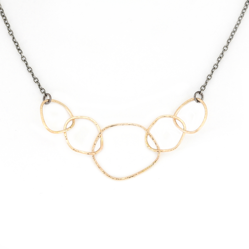 Organic Interlocking Circle Chain Necklace in 14k gold filled