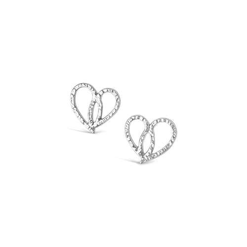 Paisley Textured Heart Post Earring Studs