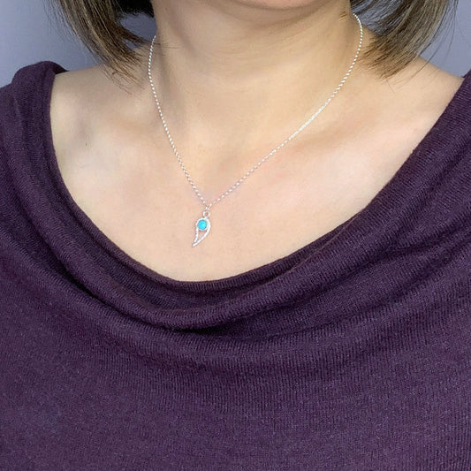 Silver Paisley and Campitos Turquoise pendant necklace