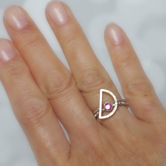 Sterling Silver Geometric Stackable Ring - CRESCENT MOON - Ring Jacket