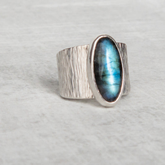 Silver Labradorite Cocktail Ring - RIPPLE
