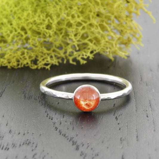 Sunstone Stack Ring Hammered