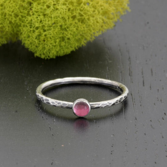 Hammered Pink Tourmaline Ring