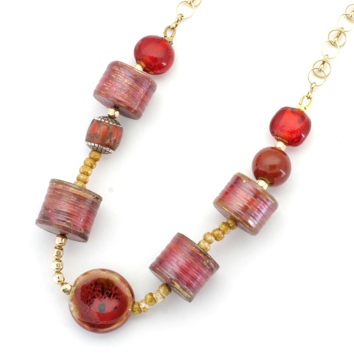Peaceful Piece - Hill Tribe Beads and 14k Gold-filled Necklace - Ann Friedman Collection