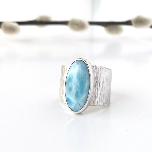 Silver Larimar Cocktail Ring