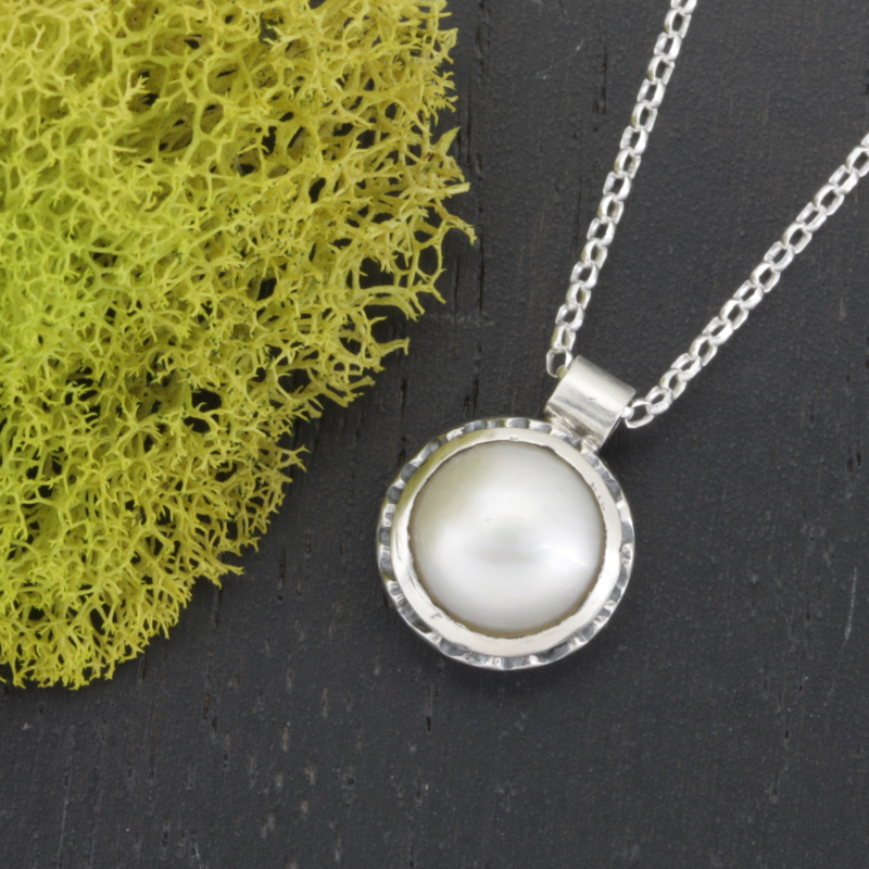 Mabe Pearl and Sterling Silver Pendant Necklace
