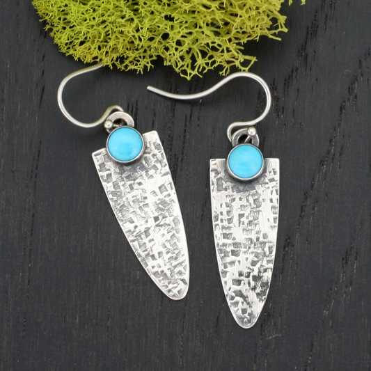 Textured Silver and Turquoise Earrings