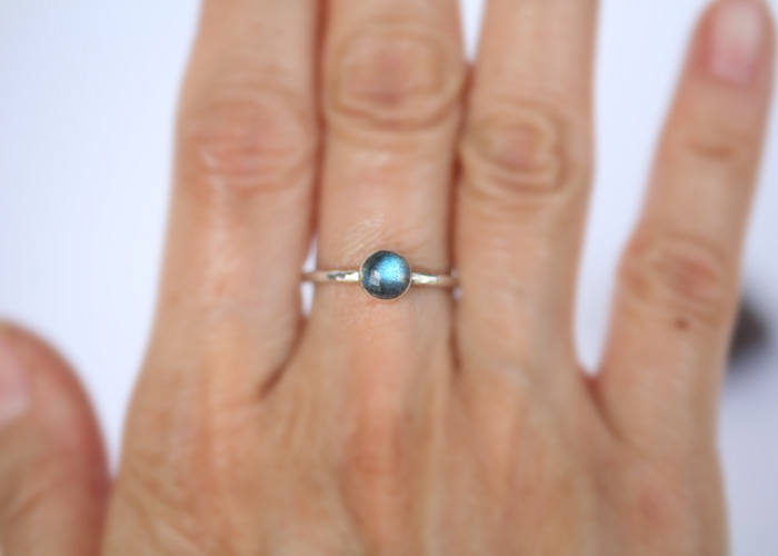Textured Hammered Labradorite Stacking Ring
