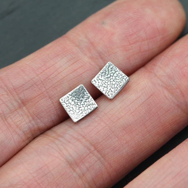 Square Silver Stud Earrings