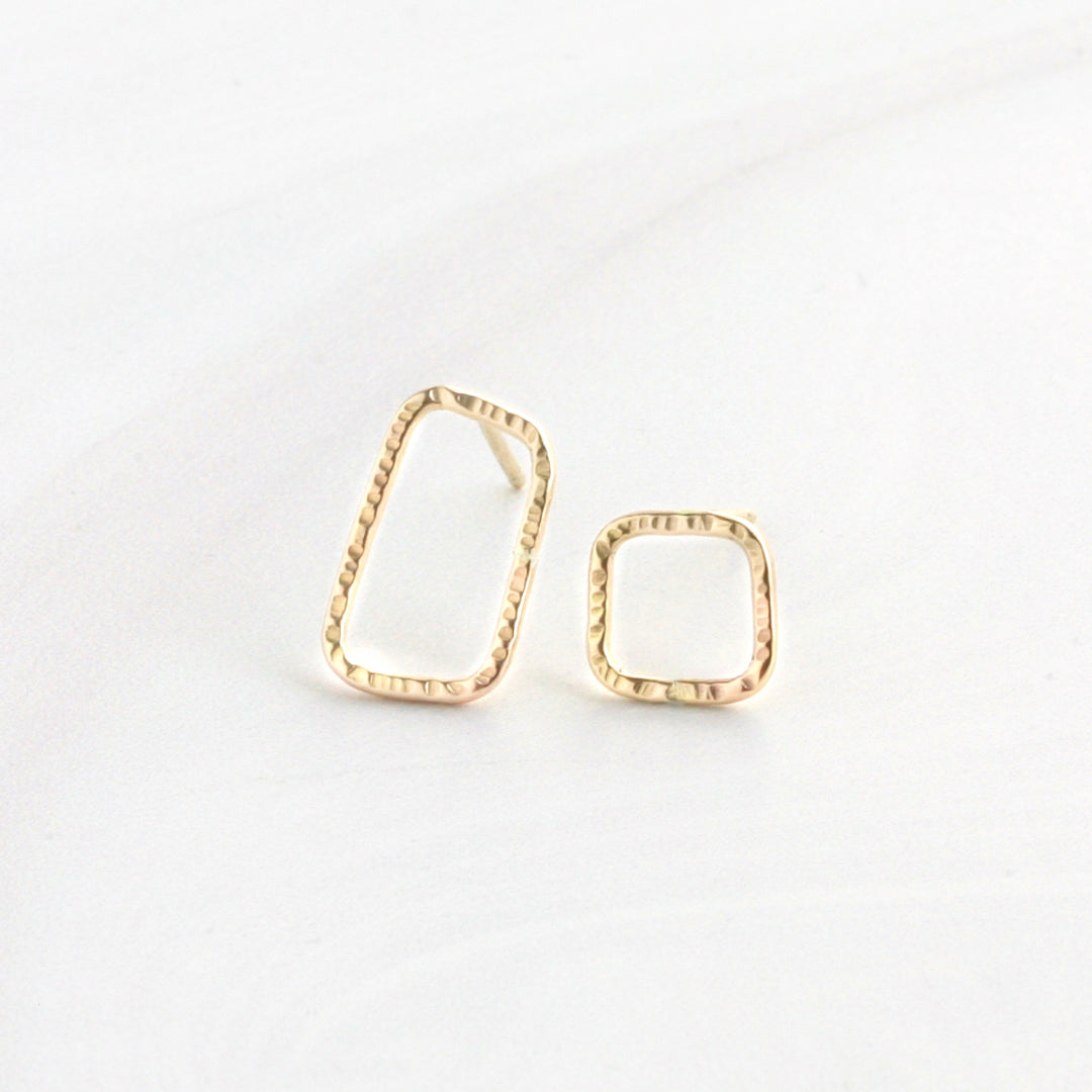 Asymmetric Square and Rectangle Earrings in 14k gold filled