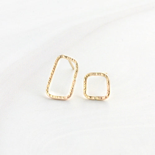 Asymmetric Square and Rectangle Earrings in 14k gold filled