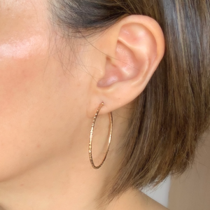 Large Sterling Silver Textured Hoop Post Earrings