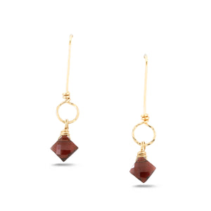 Square Garnet Dangle Earrings - SERENITY