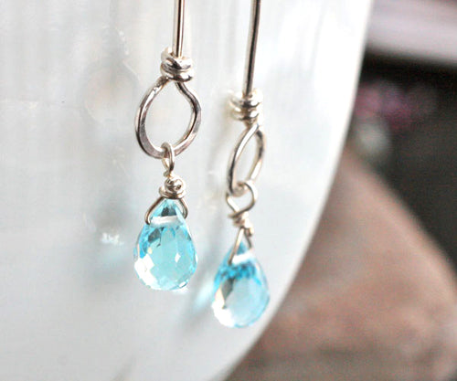 Sky Blue Topaz Drops Dangle Earrings - SERENITY