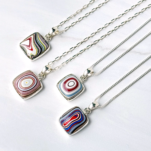 Vibrant Fordite Pendant Necklaces