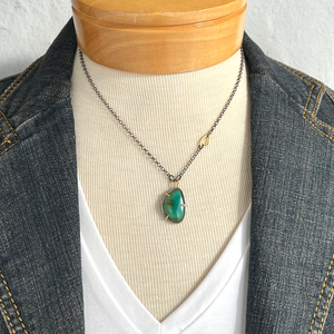 Green Turquoise Necklace in 18k Gold and Silver - LING LING Necklace