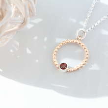 Minimalist Mix Metal Garnet Necklace