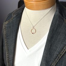 14k Gold Filled Circle and Garnet Pendant Necklace