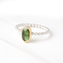 Freeform Green Tourmaline Ring in 14k Gold and Silver - PEBBLE #1