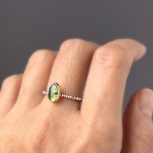 Freeform Green Tourmaline Ring in 14k Gold and Silver - PEBBLE #1