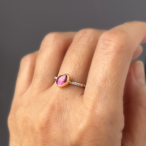 Freeform Pink Tourmaline Ring in 14k Gold and Silver - PEBBLE