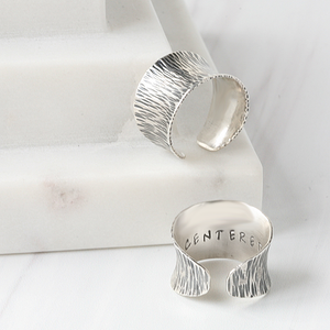 Silver Message Cuff Ring Personalizable 