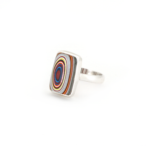 Swirly Fordite Silver Ring - Detroit Agate Ring