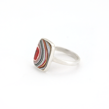 Over the Rainbow Upcycled Fordite Silver Ring - Detroit Agate Ring